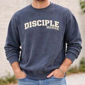 Disciple Maker Large Youth Leader Blue Sweatshirt Jesus Comfort Colors